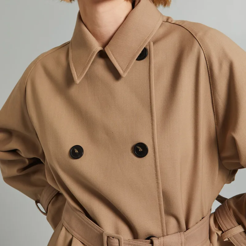 WEEKEND MaxMara Wool Plain Trench Coats Coat Women's Camel-4