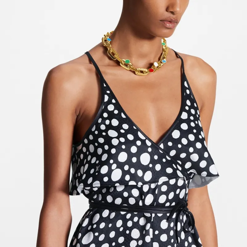 LOUIS VUITTON X Yayoi Kusama Infinity Dots Flounce Dress Black/White-4