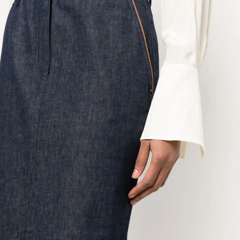 GIORGIO ARMANI Denim Long Skirts Women's Marine Blue-4