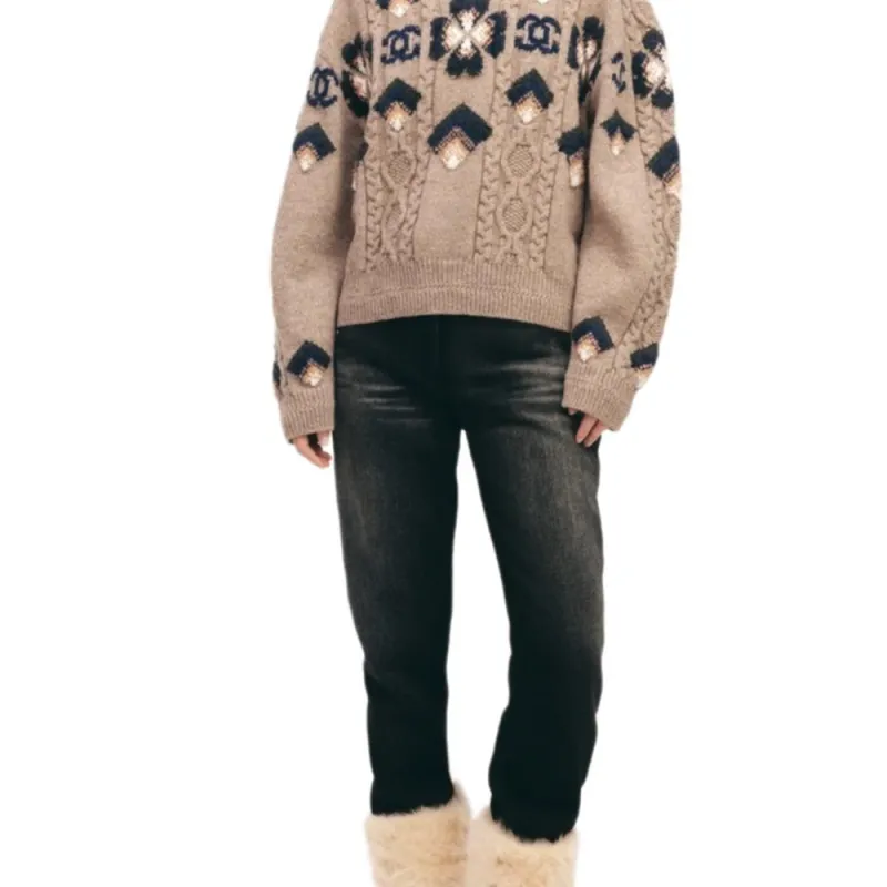 CHANEL NEIGE Ski Series 24 Fall And Winter Sweater Women's Beige-4