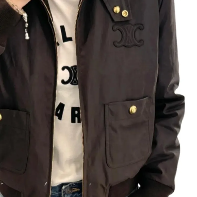 CELINE Triomphe Blouson Jacket In Waxed Cotton Linen-3