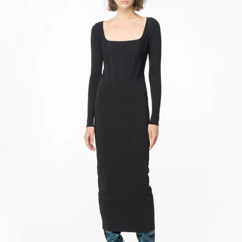 PINKO Corset-style Long-sleeve Midi Dress-2