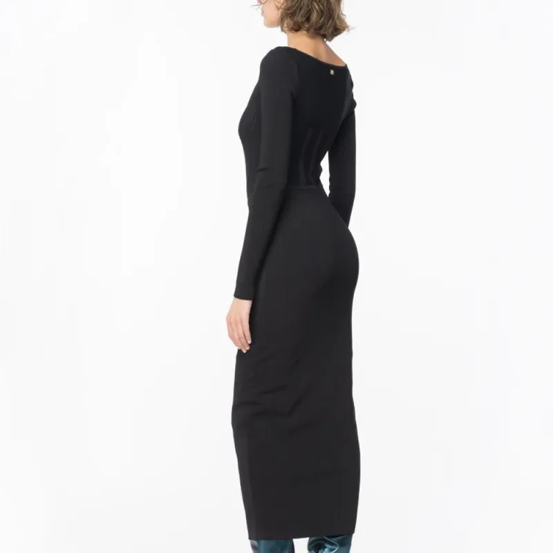 PINKO Corset-style Long-sleeve Midi Dress-3