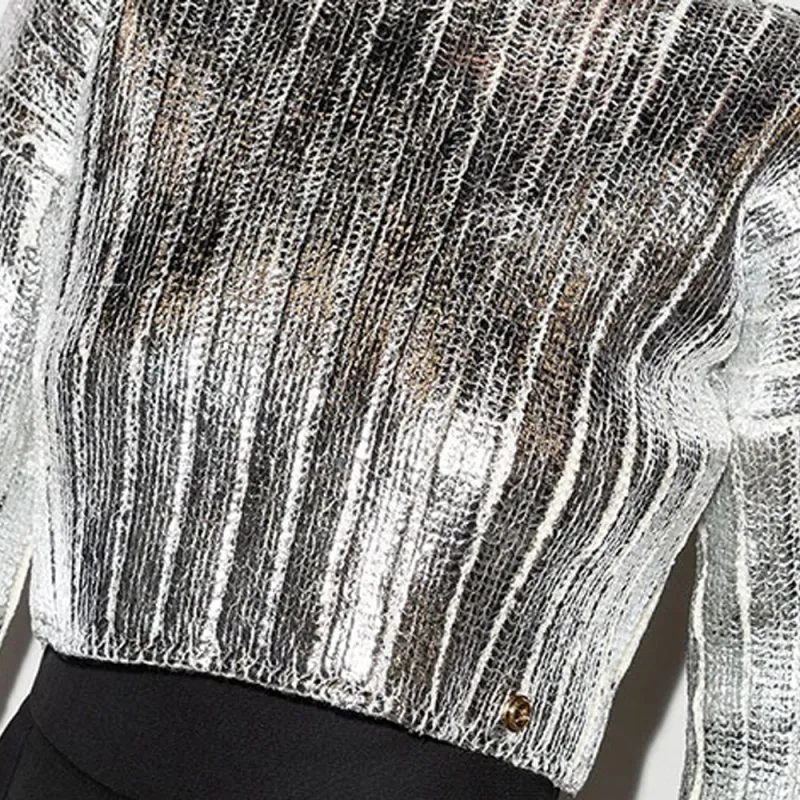 BALMAIN FW21 Loose Fit Sweater Women's Silver-4