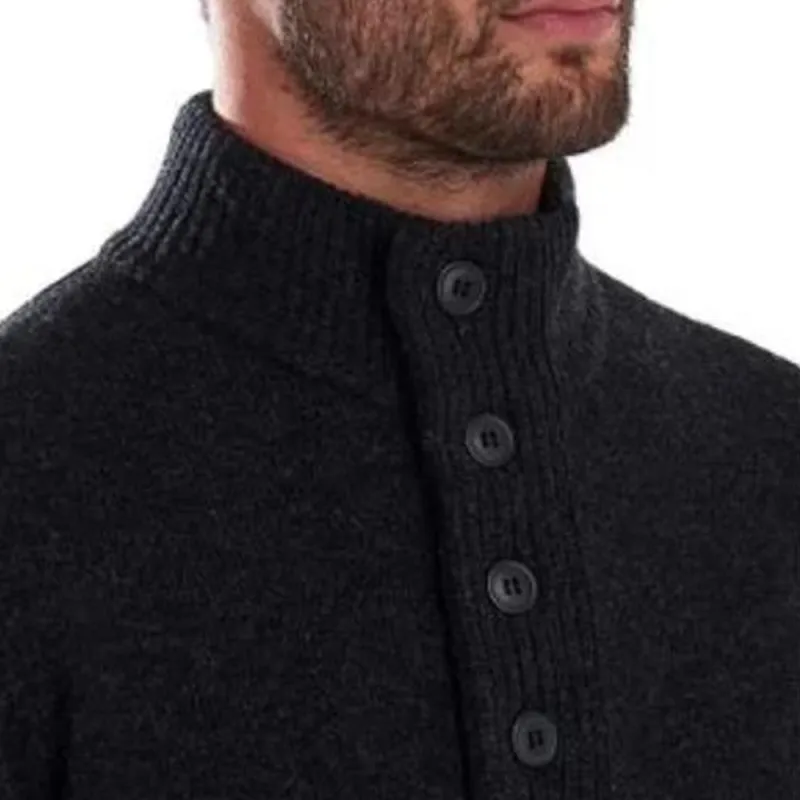 BARBOUR High Neck Half Buttoned Knit Jumper-4
