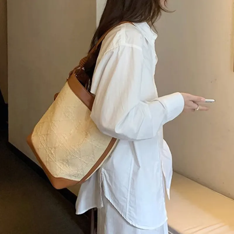 Bullrun Fabric Tote Bag, Shoulder Bag Women's Apricot & Brown-3