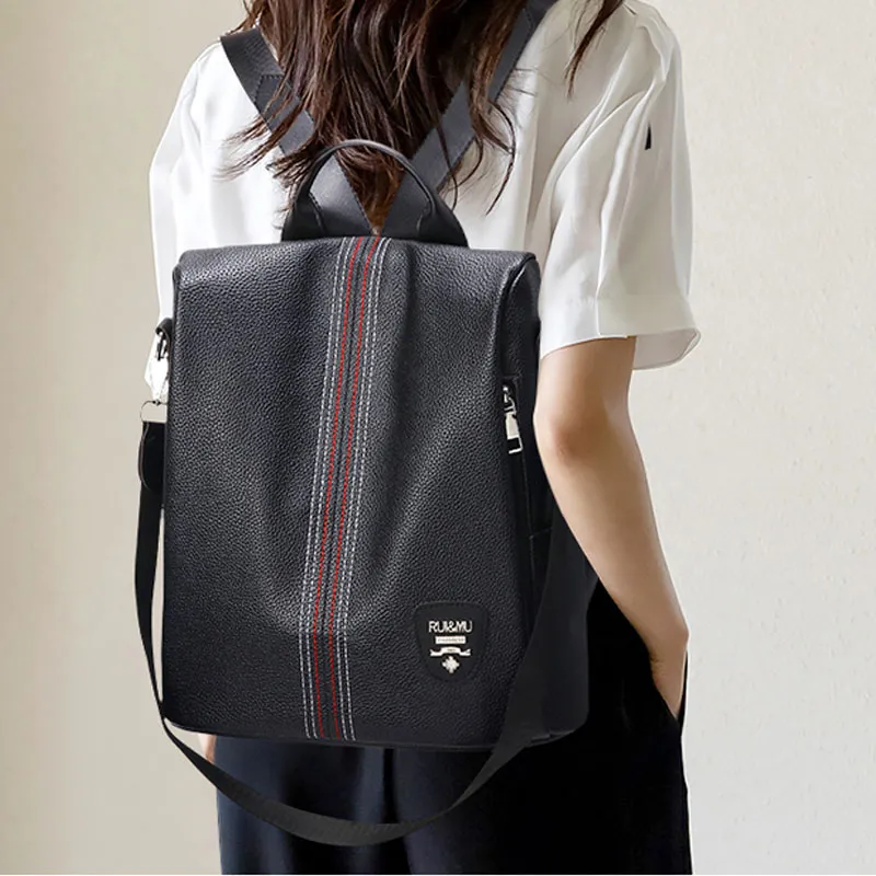 H YXIANG Oxford Travel Backpack Unisex White/Black-5