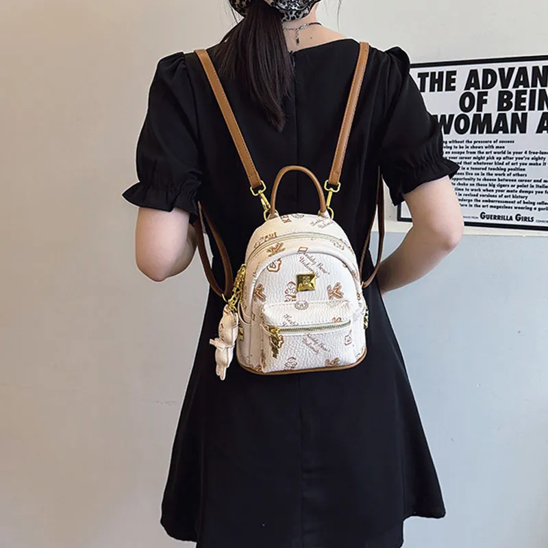 ROUNDOT PU Small Bag Retro Backpack Women's Multicolor-1