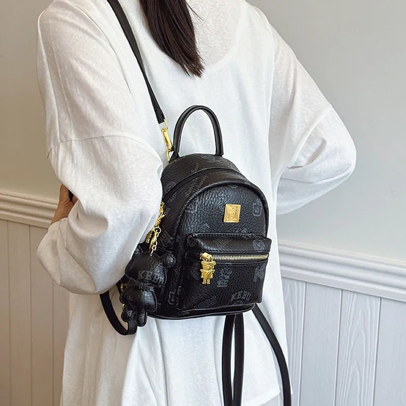 ROUNDOT PU Small Bag Retro Backpack Women's Multicolor-4