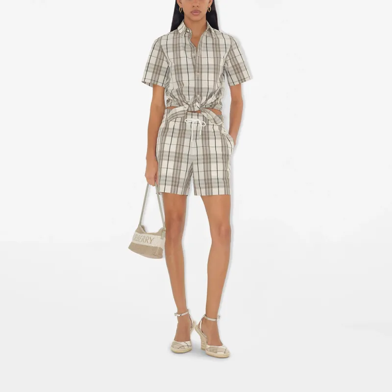 Burberry Linen Shoulder Bag Mini Women's Natural-4
