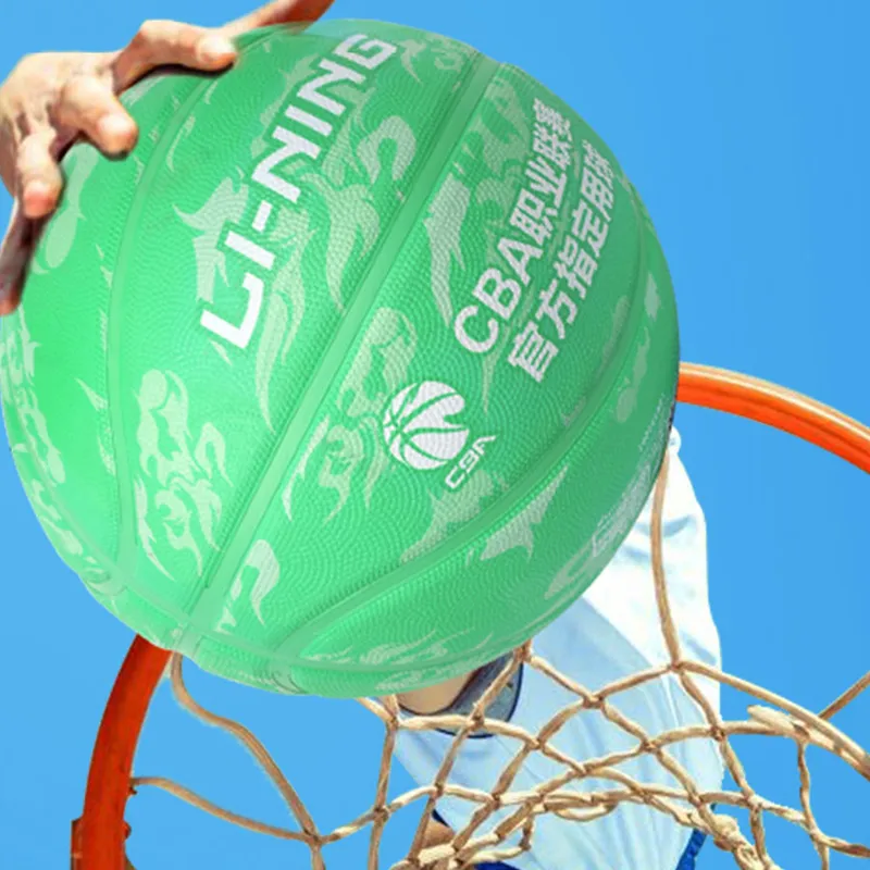 LiNing Rubber Basketball Green Size 5 Training Kids'-8