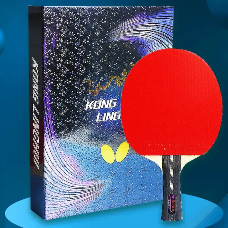 Butterfly Kong Linghui Ping Pong Paddles Unisex All Wood With Carbon Fiber Black/Red-2
