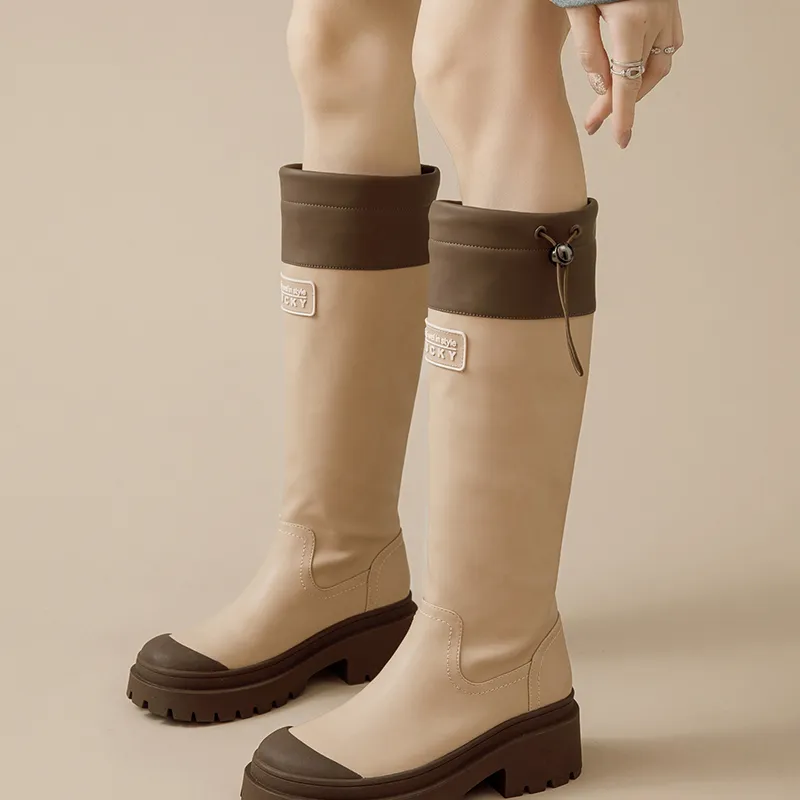 Jin Baichuan Knee-high Boots 5cm Women's-4