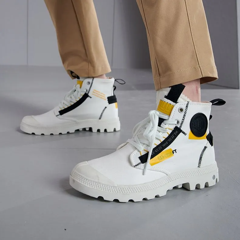 Palladium Pampa Anti Slip And Wear Resistant Breathable High Top Canvas Shoes Unisex White-5
