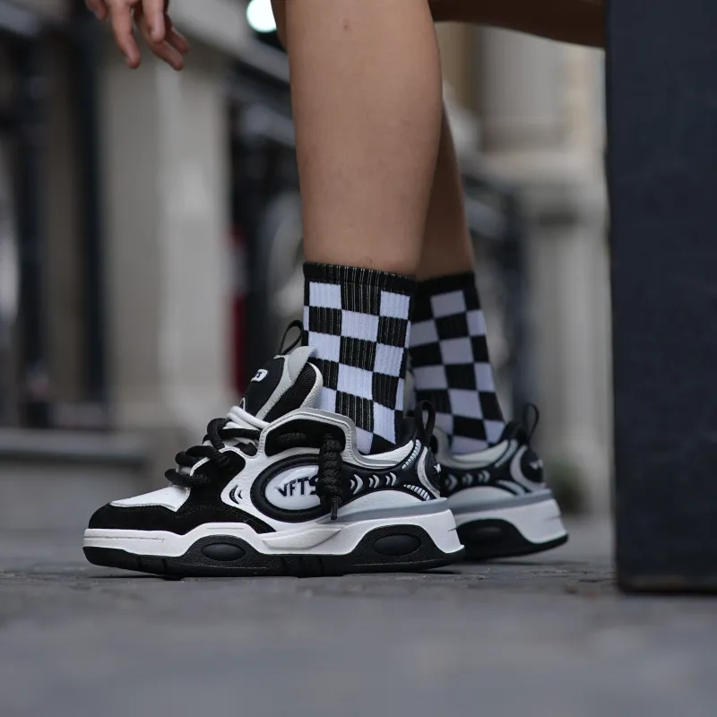 VFTS Fashion Puffy Shoes Coverage Warm Slip-Resistant Cushioning Wear-Resistant Balance Low-Top Skateboard Shoes Unisex-8