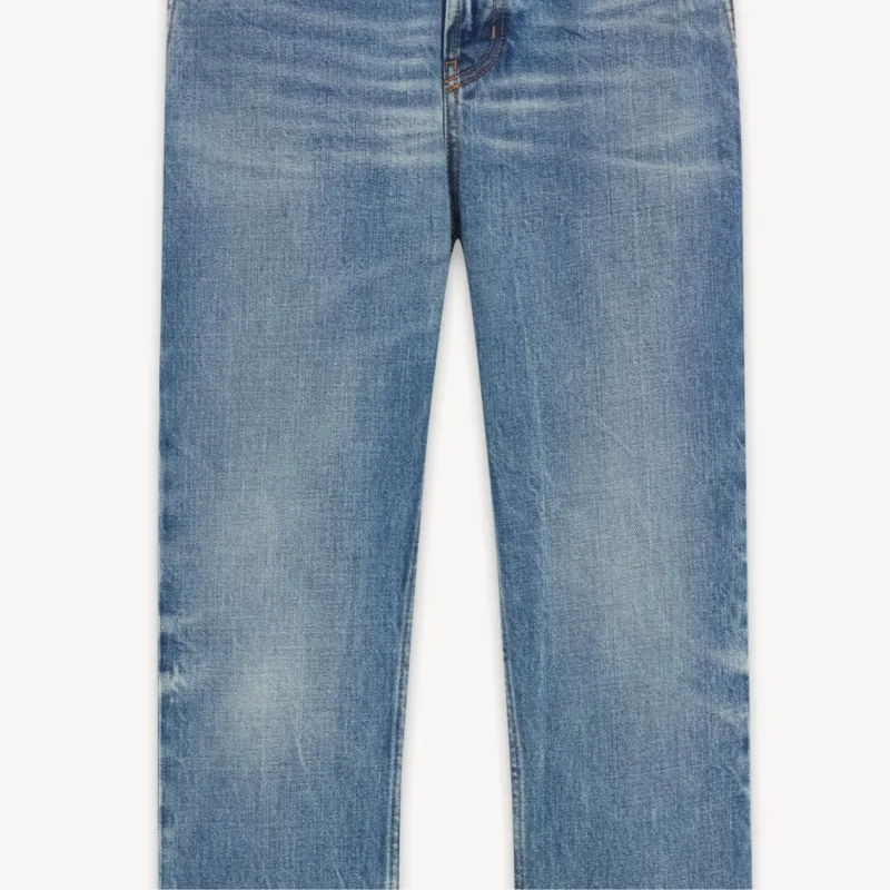 SAINT LAURENT Logo Patch Straight Jeans 'Blue'-2