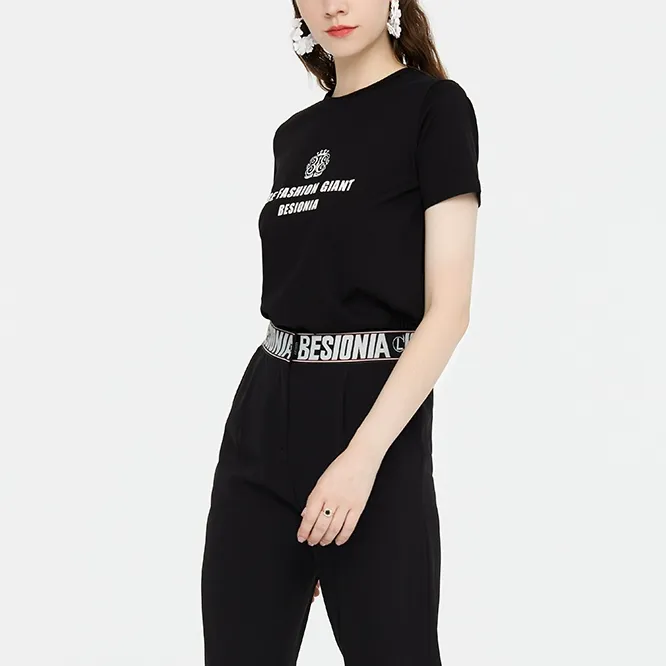 BESIONIA T Shirts Women's Black-4