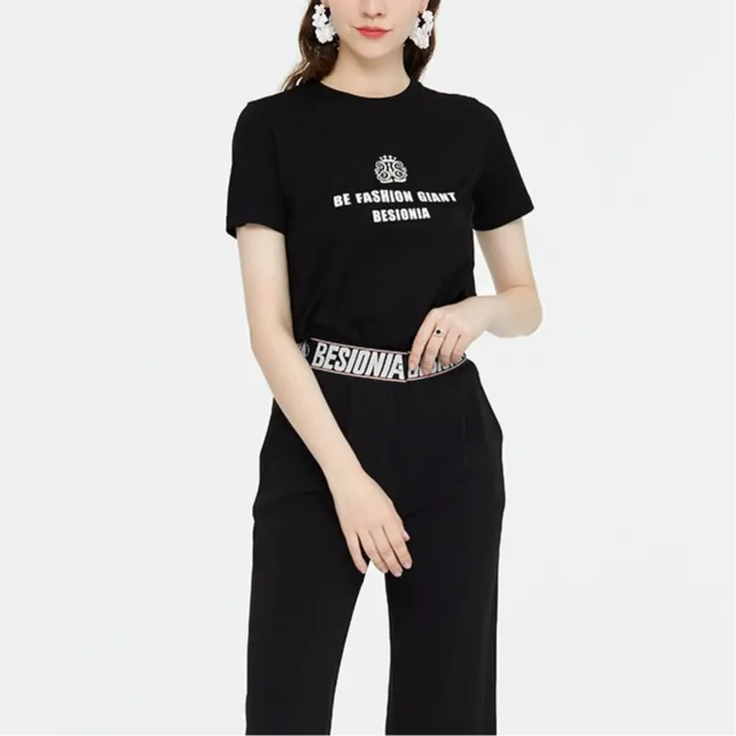 BESIONIA T Shirts Women's Black-1