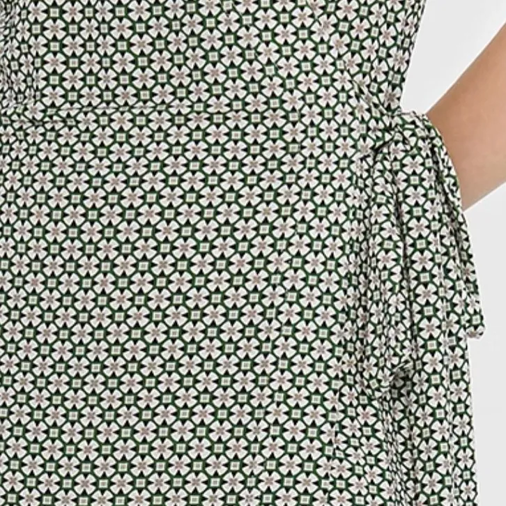 BESIONIA Short Sleeved Dress Women's Green Floral Pattern-5