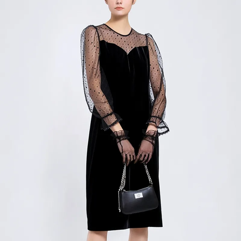 BESIONIA SS22 Long Sleeved Dresses Women's Black-3
