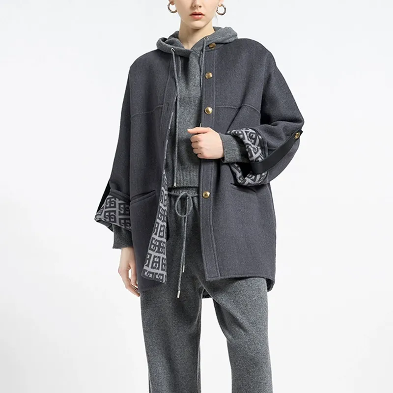 BESIONIA Coats Women's Dark Gray-1