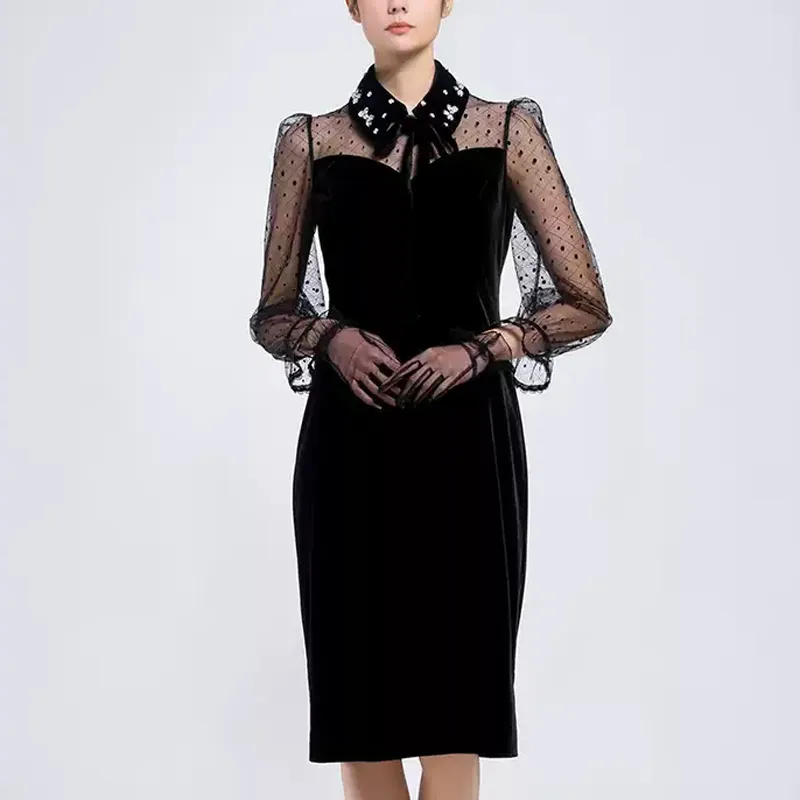 BESIONIA SS22 Long Sleeved Dresses Women's Black-1