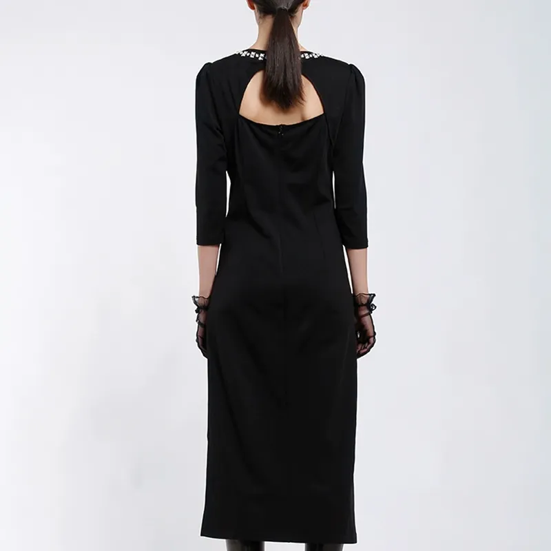 BESIONIA Long Sleeved Dresses Women's Black-2