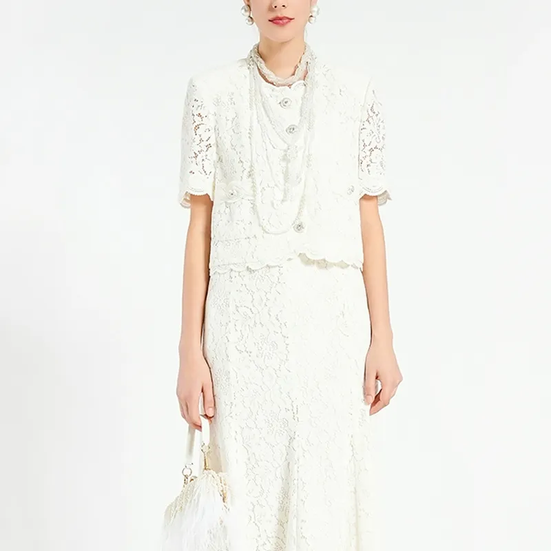 BESIONIA SS24 Casual Long Skirts Women's White-4