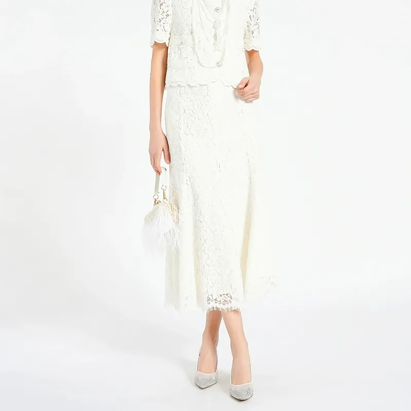 BESIONIA SS24 Casual Long Skirts Women's White-2