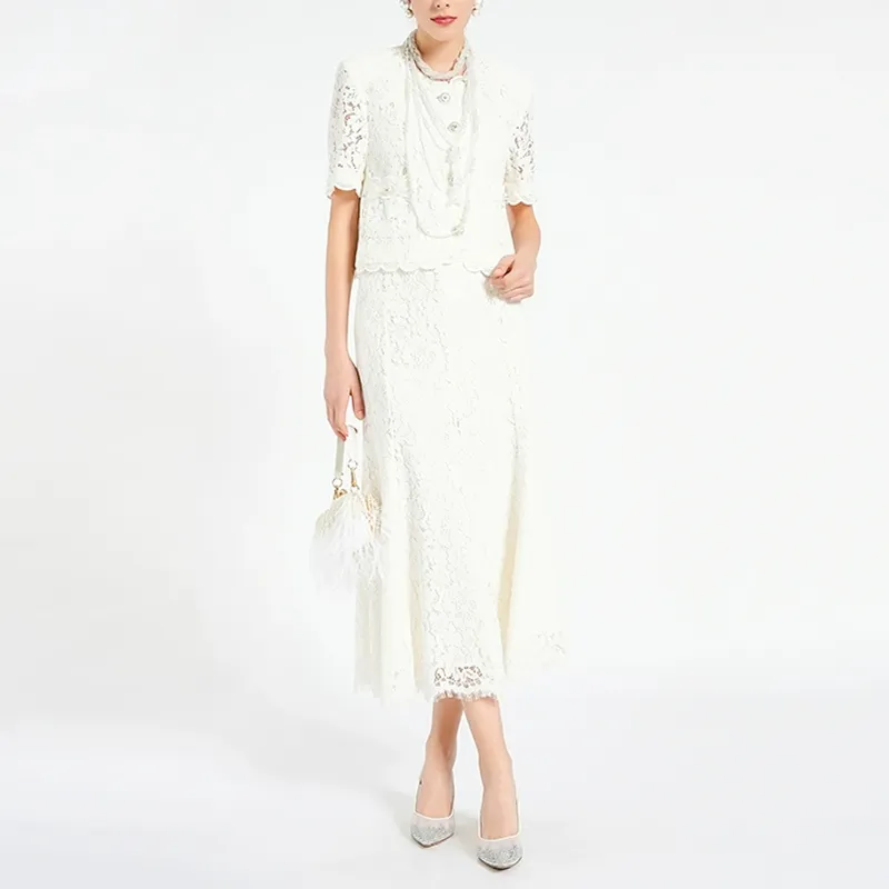 BESIONIA SS24 Casual Long Skirts Women's White-1