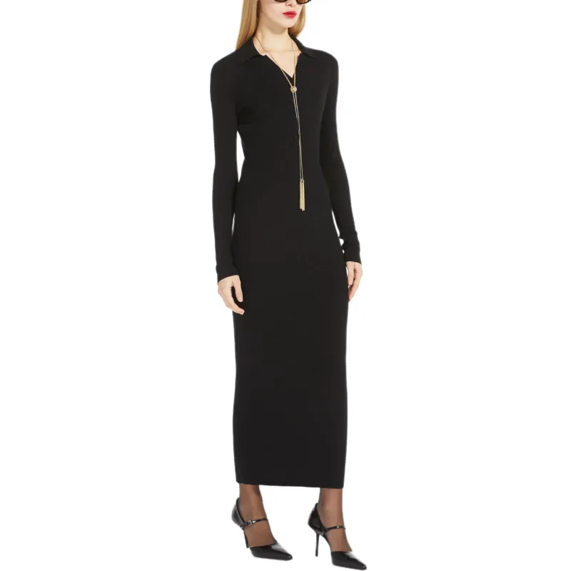 MaxMara Frais V Neck Ribbed Knit Dress-2