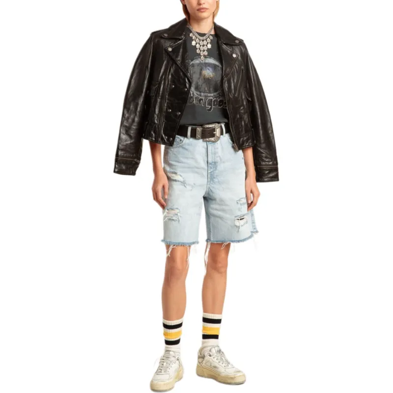 Golden Goose Off Center Zipped Leather Jacket-3