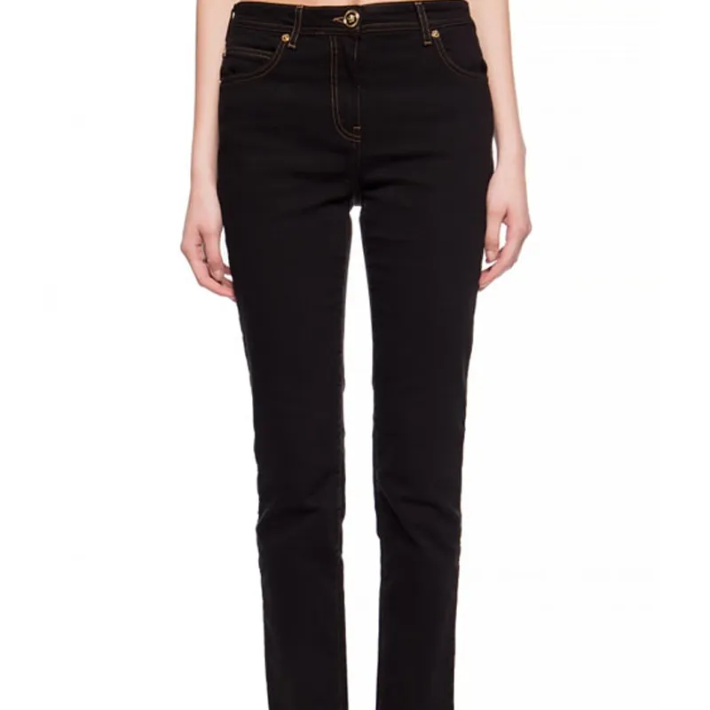 VERSACE VERSACE Denim Trousers Women's Black-4