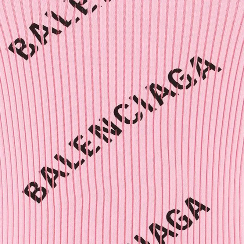 Balenciaga Printed Ribbed Knit Sweater Pink-4