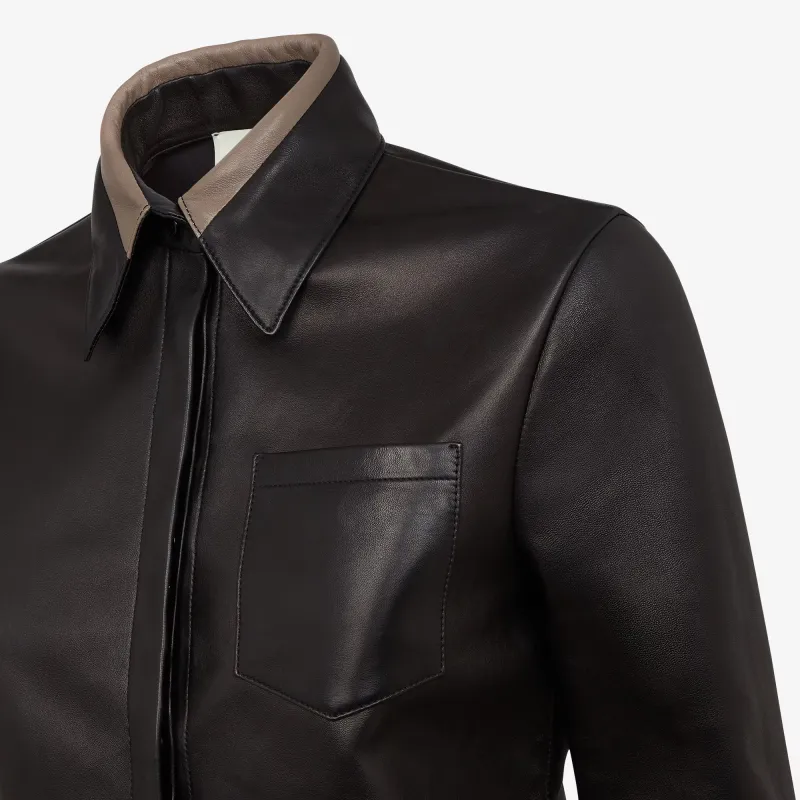 FENDI FW24 Leather Jacket Men's Black-3