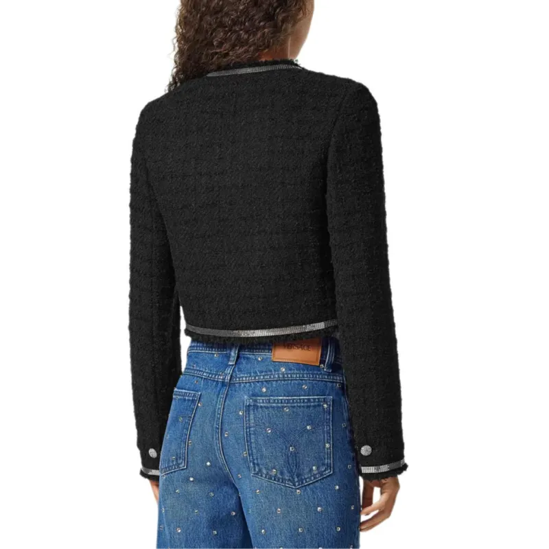VERSACE Cropped Zip Up Fitted Jacket-3