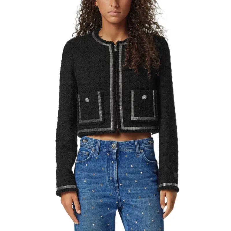 VERSACE Cropped Zip Up Fitted Jacket-2
