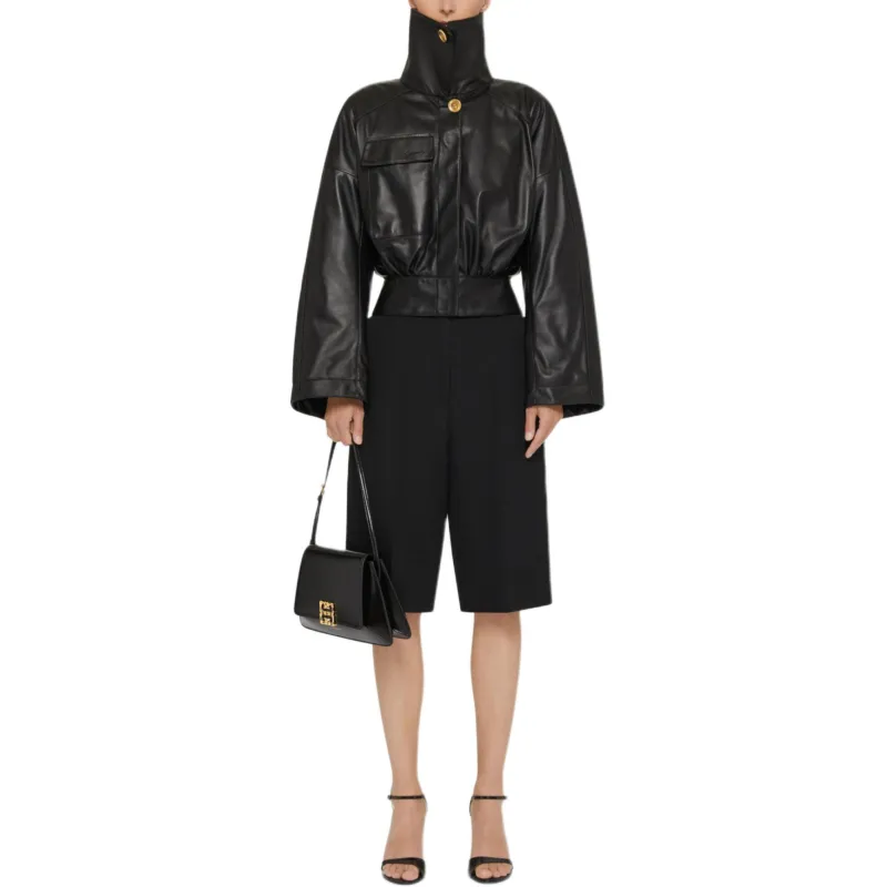 Givenchy Adjustable collar Leather Jacket-1