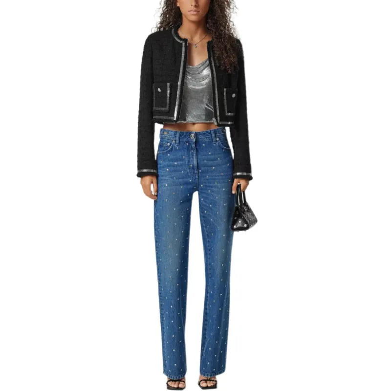 VERSACE Cropped Zip Up Fitted Jacket-1