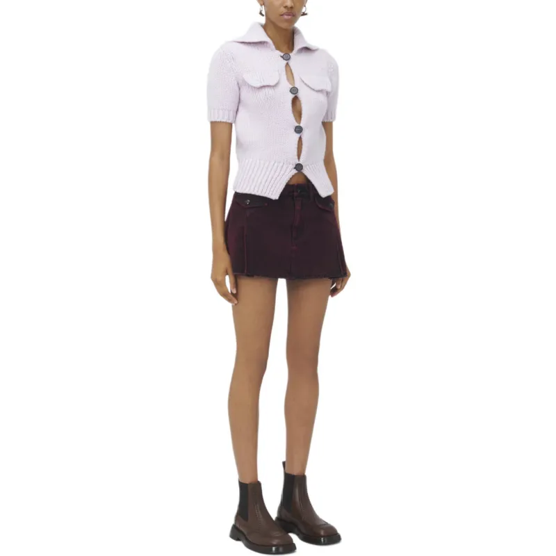 Alexander McQueen Denim Short Skirts Women's Bordeaux-3