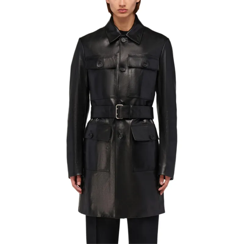 FERRAGAMO Leather Jacket Men's Black-1