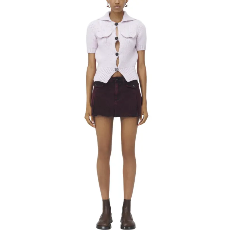 Alexander McQueen Denim Short Skirts Women's Bordeaux-1