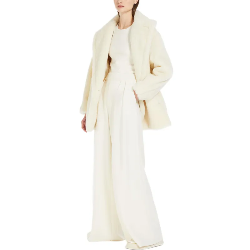 MaxMara Velvet feel Coat Women's White-3