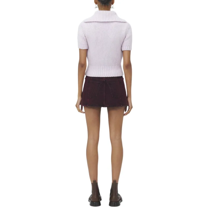 Alexander McQueen Denim Short Skirts Women's Bordeaux-2