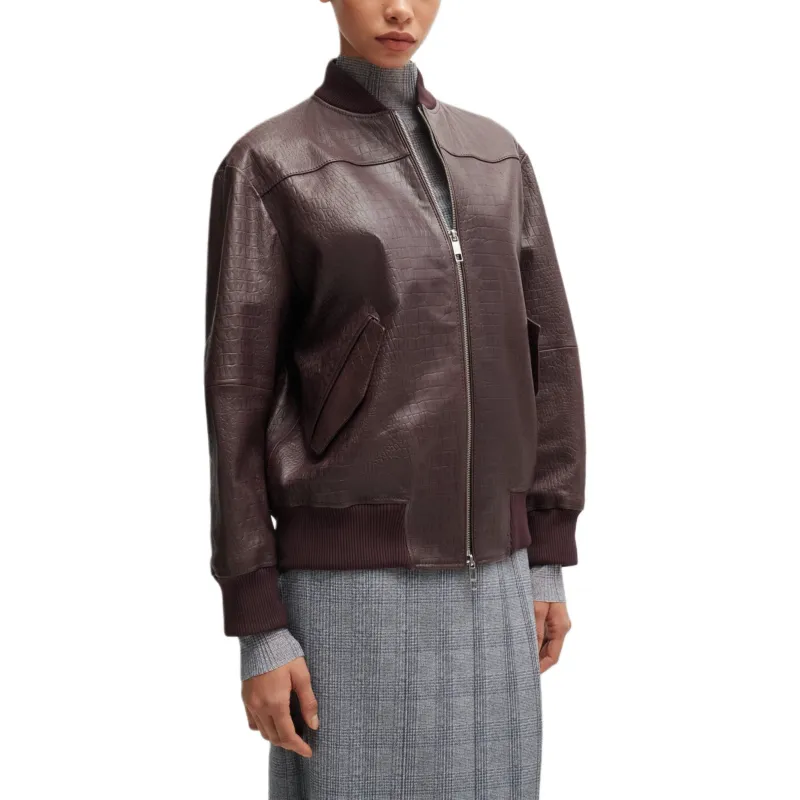 HUGO BOSS Croc-embossed Bomber Jacket-4