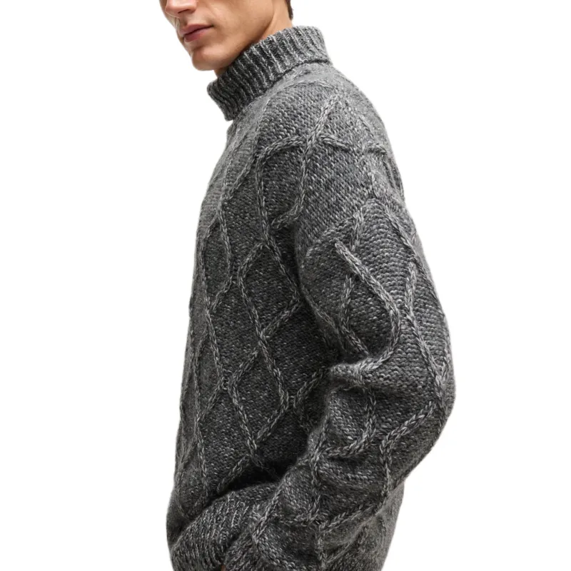 HUGO BOSS Relaxed Fit Cable Knit Jumper-4