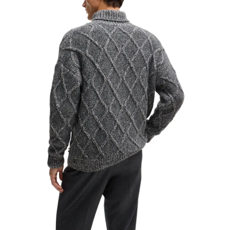 HUGO BOSS Relaxed Fit Cable Knit Jumper-3