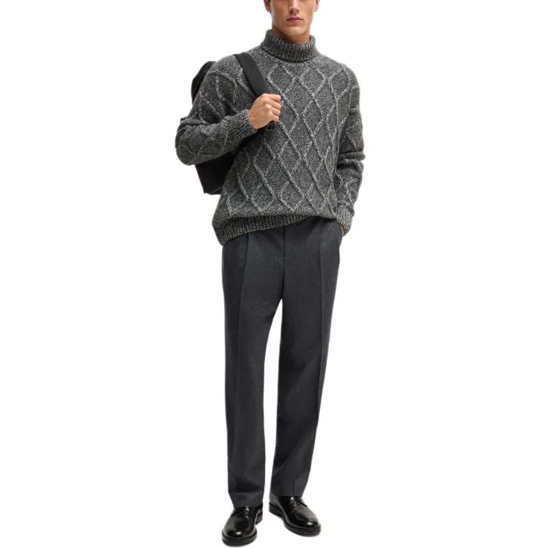 HUGO BOSS Relaxed Fit Cable Knit Jumper-1
