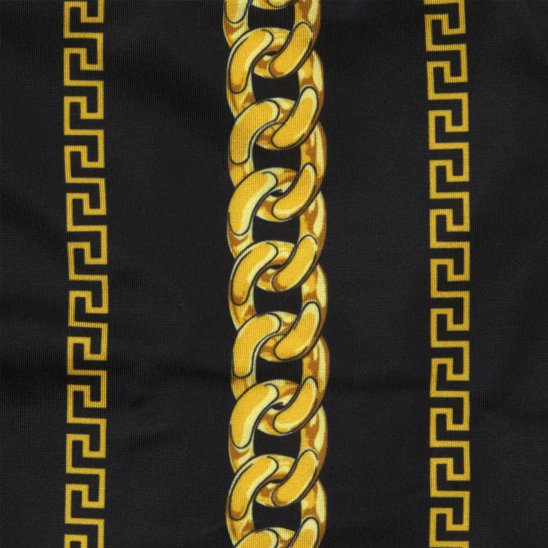 VERSACE Chain Pinstripe Bikini Bottoms 'Black/Gold'-4