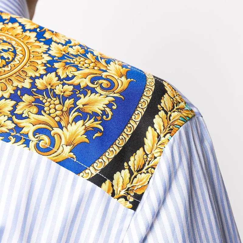 VERSACE Maxi Chain Striped Shirt-4